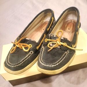 Sperry Top Sider Animal Print Navy Boat Shoes